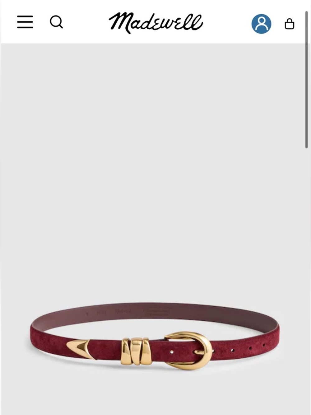 NWT • Madewell Triple Metal Keeper Belt in Sangria
